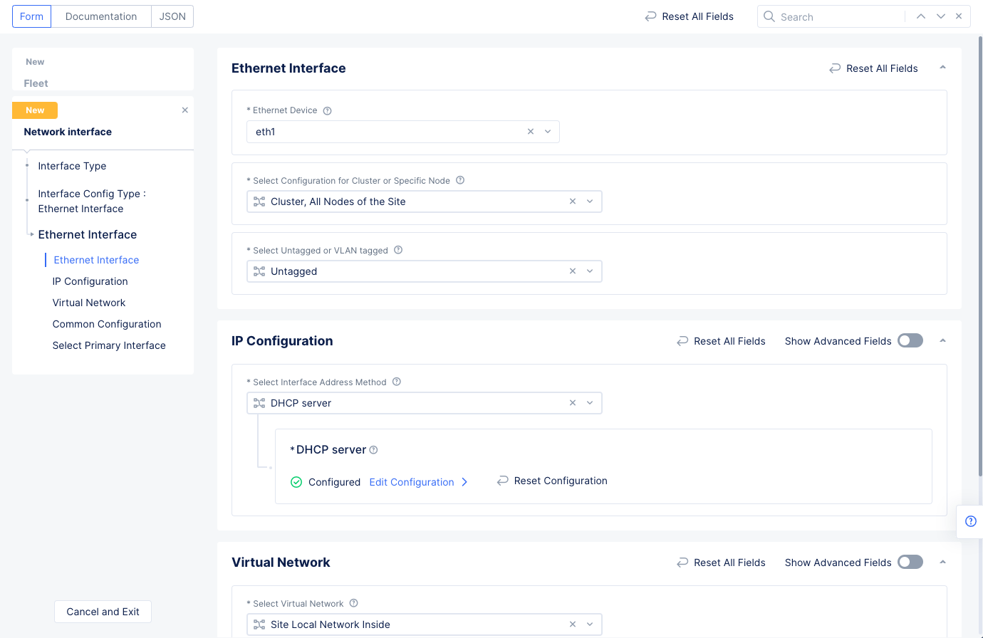 Figure: Ethernet Interface Configuration