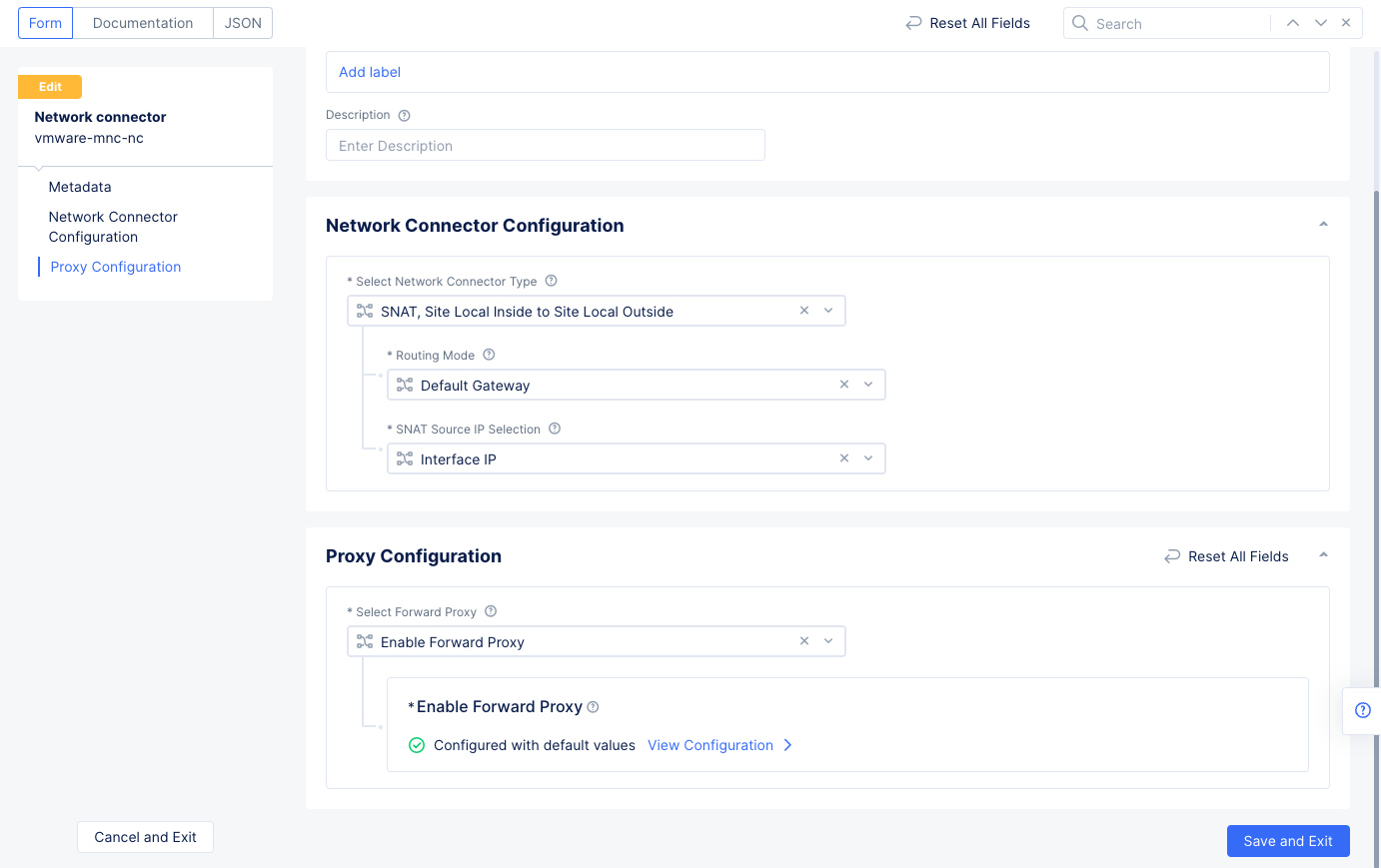 Figure: Enable Forward Proxy for VMware Networks