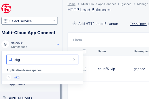 Figure: Change to Application Namespace