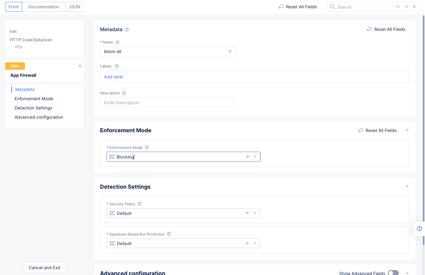 Figure: WAF Configuration