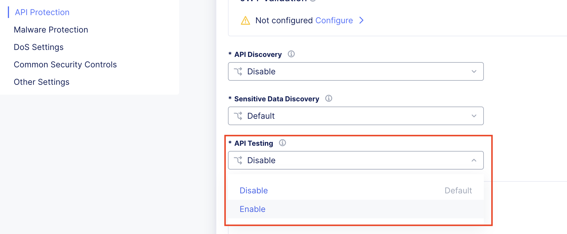 Figure: Enable Testing