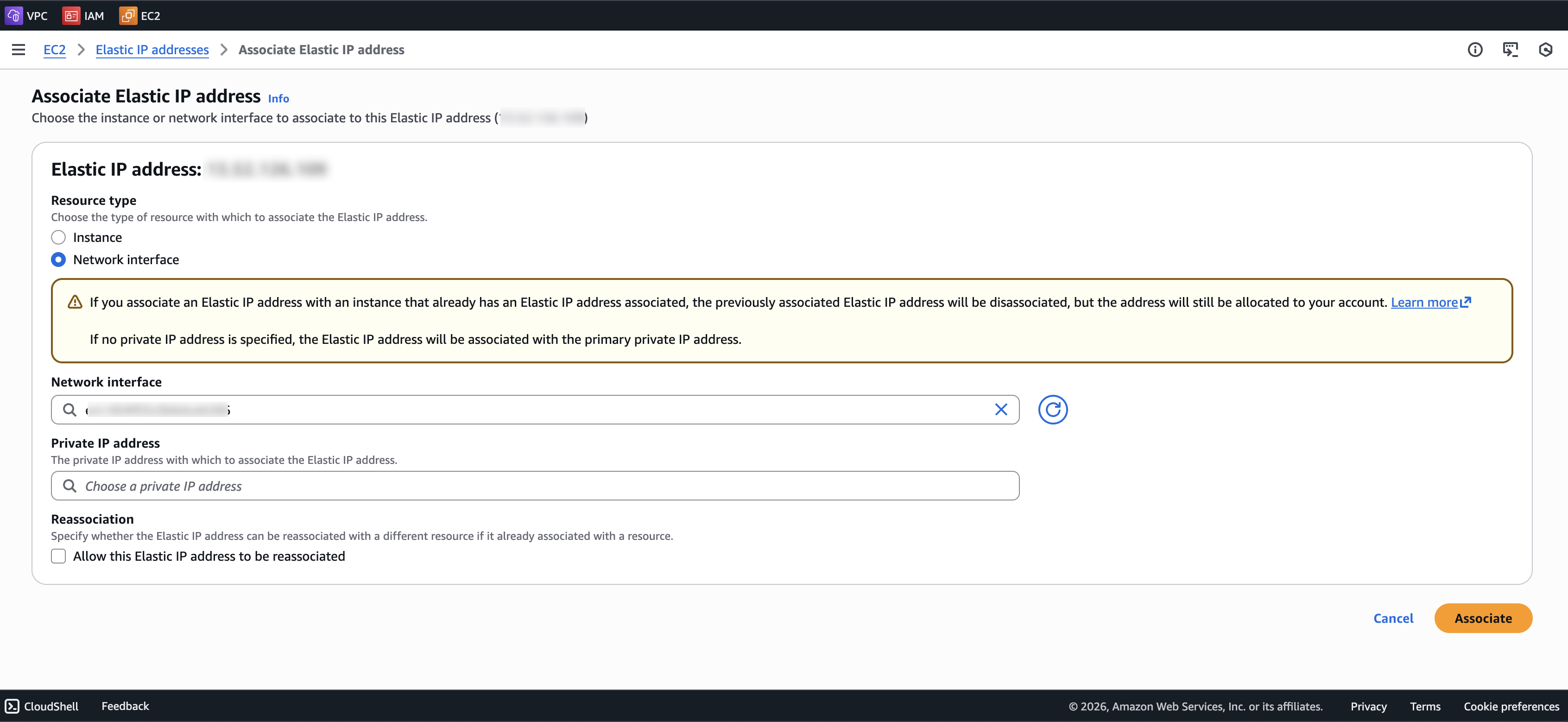Figure: Associate EIP Address