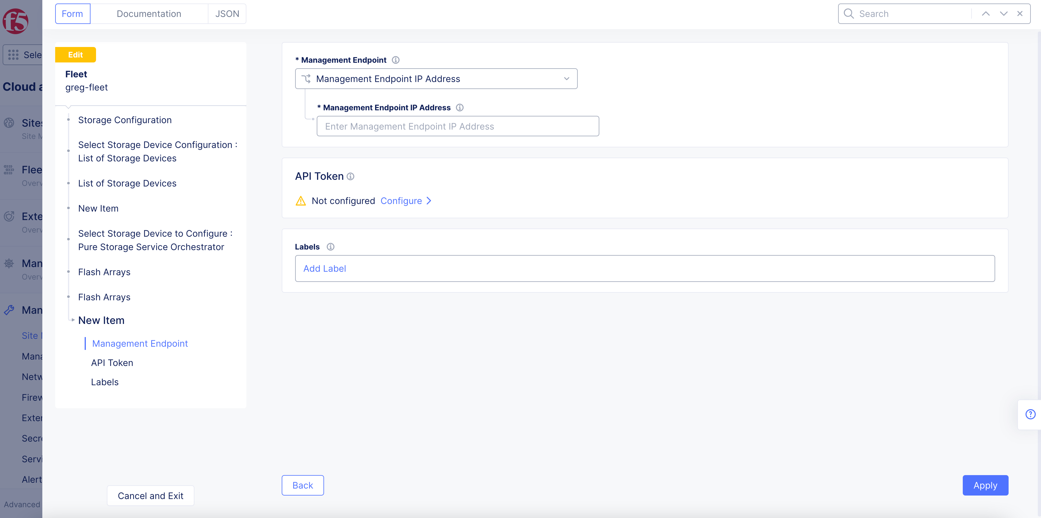 Figure: Pure Storage Flash Array endpoint