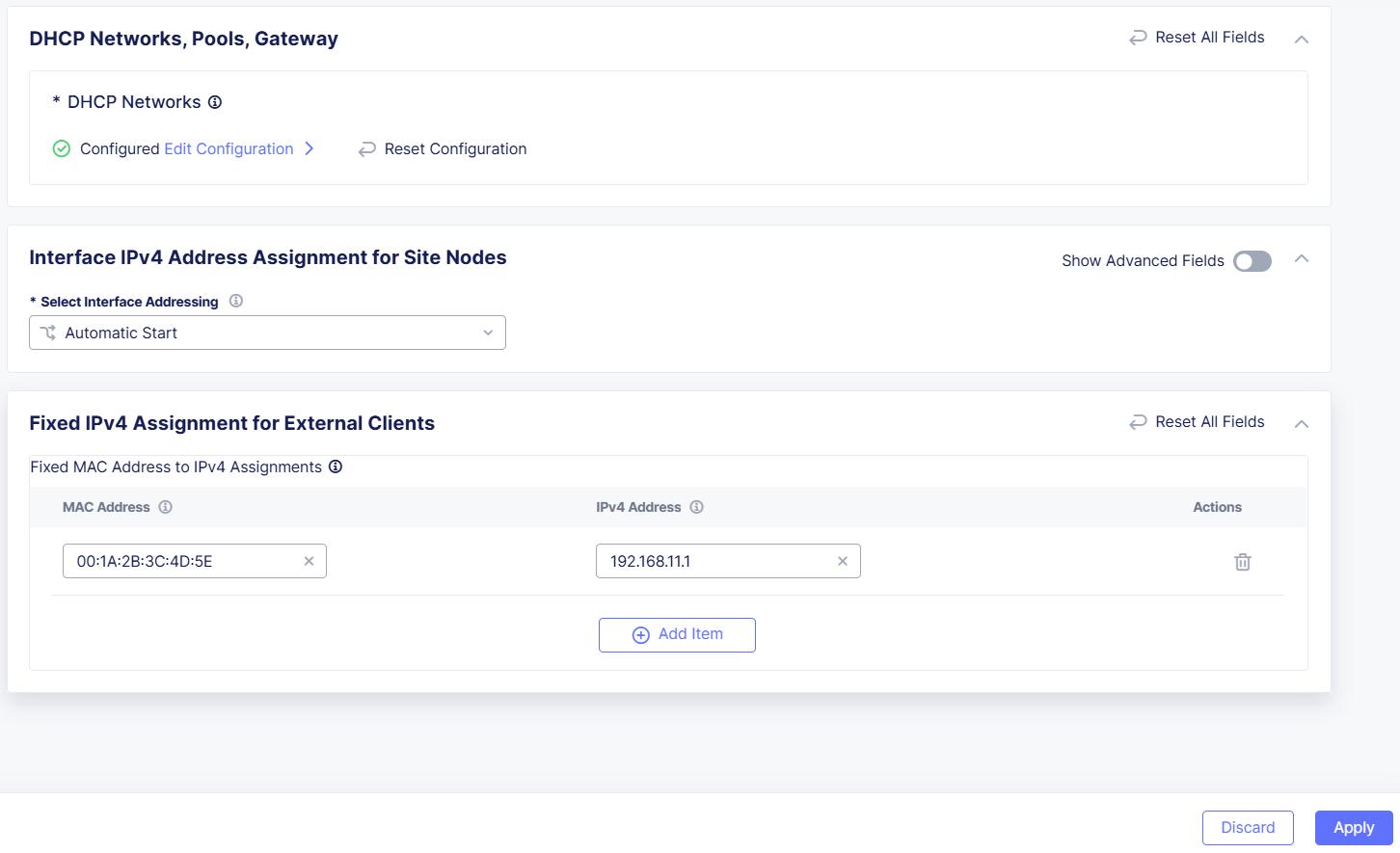 Figure: Configure IP Address Assignment