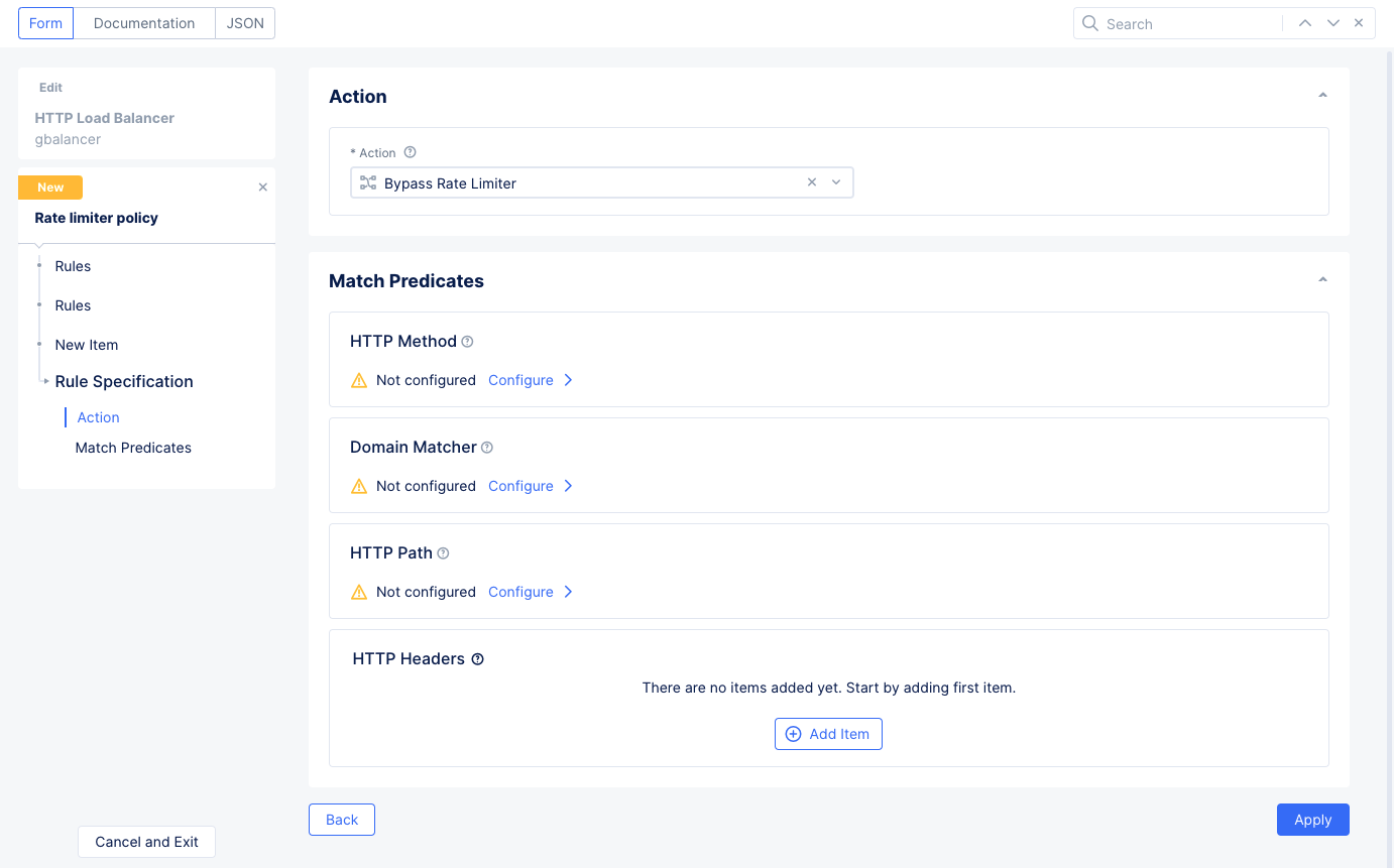 Figure: Rate Limiter Rule Specification 