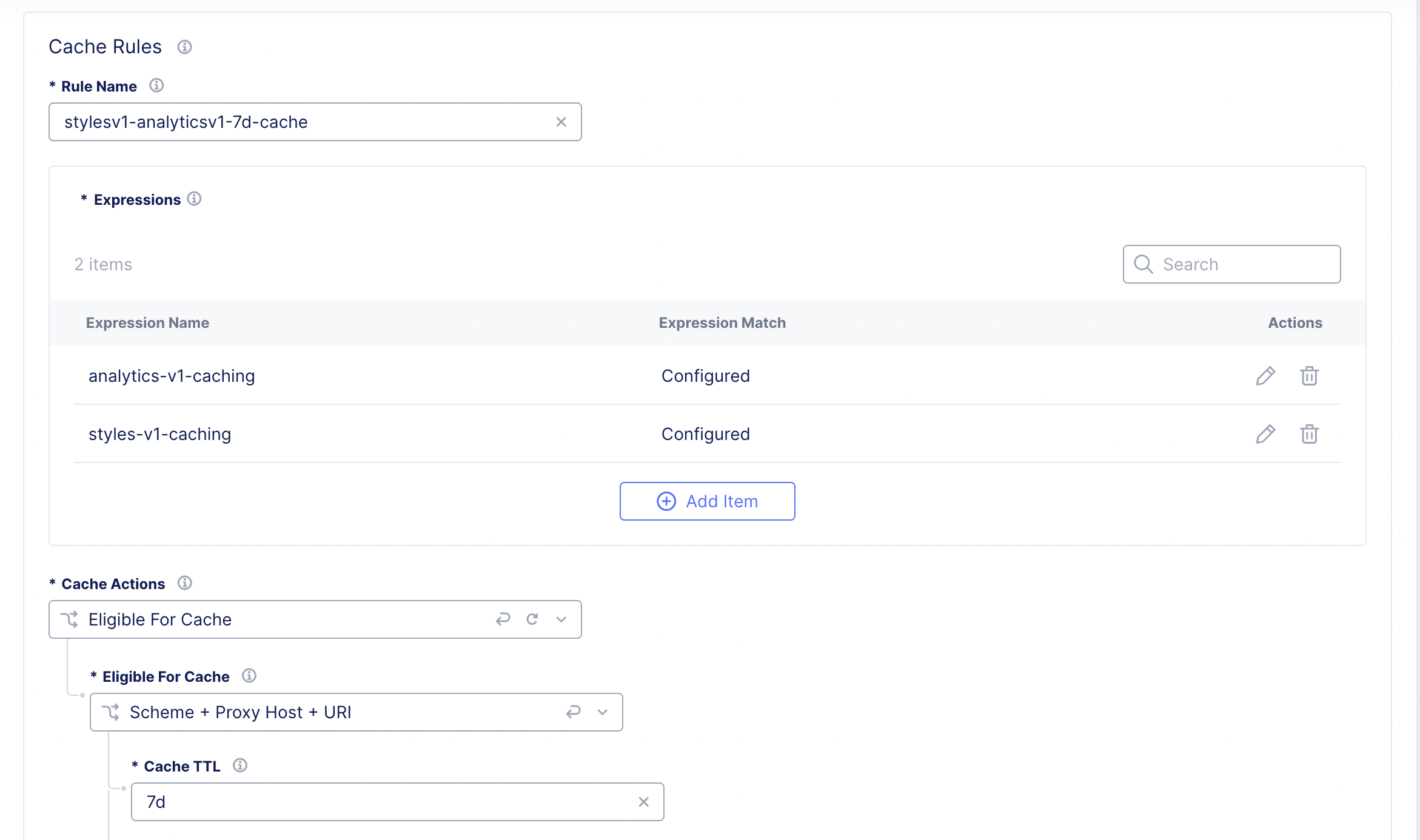Figure: CDN Cache Rule Configuration