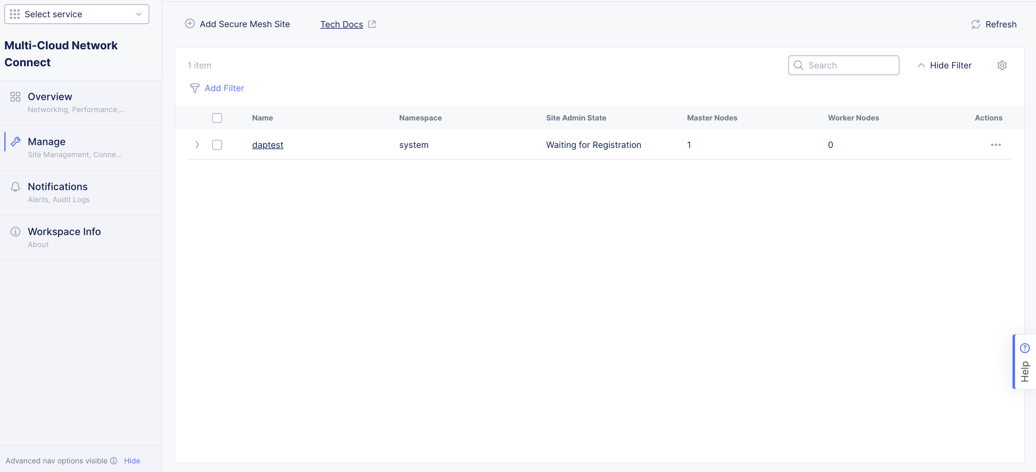Figure: Site Admin State